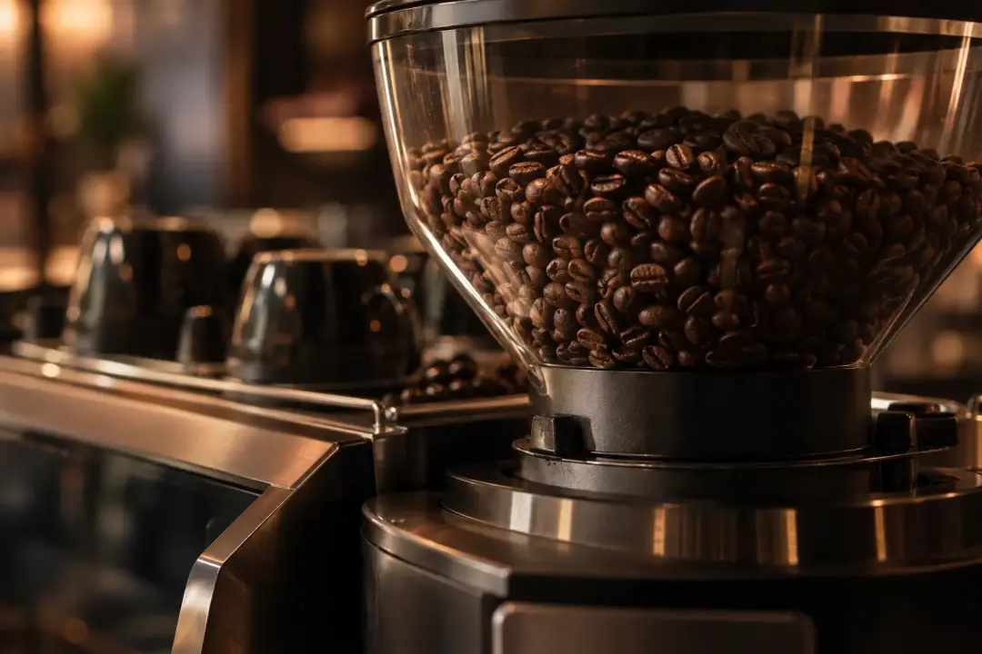 Illustration of a coffee bean grinder hopper